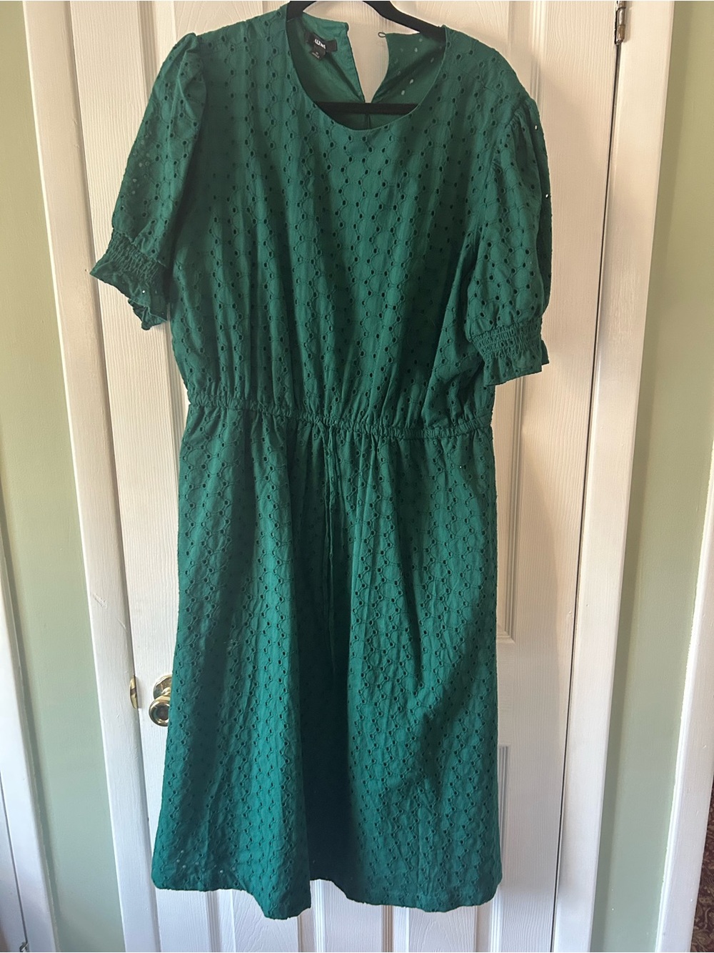 Alfani emerald green Eyelet Shirtsleeve dress